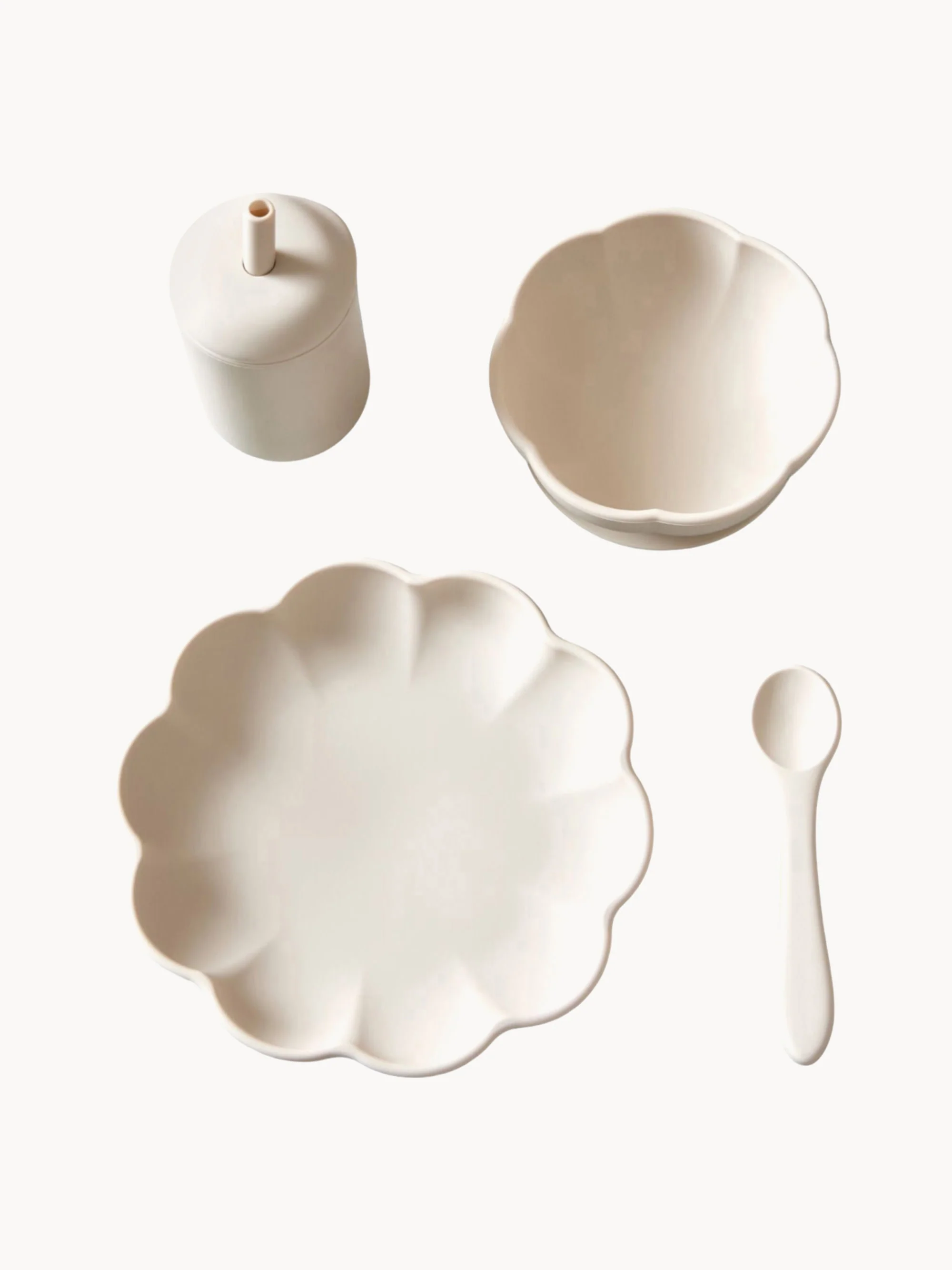 Kinderserviesset Little Poppy van silicone, 4-delig