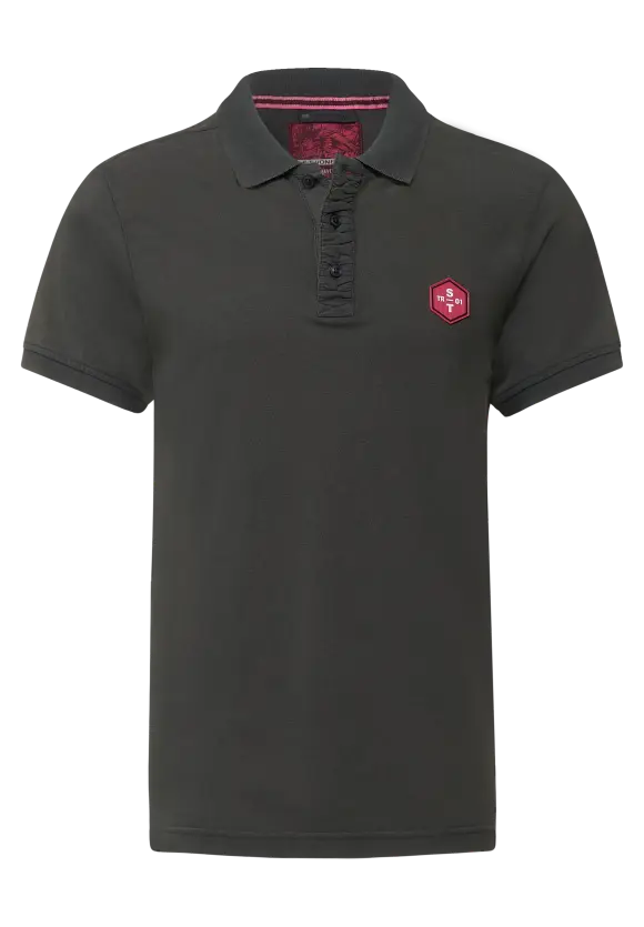 Poloshirt in Washed Optik - coal grey