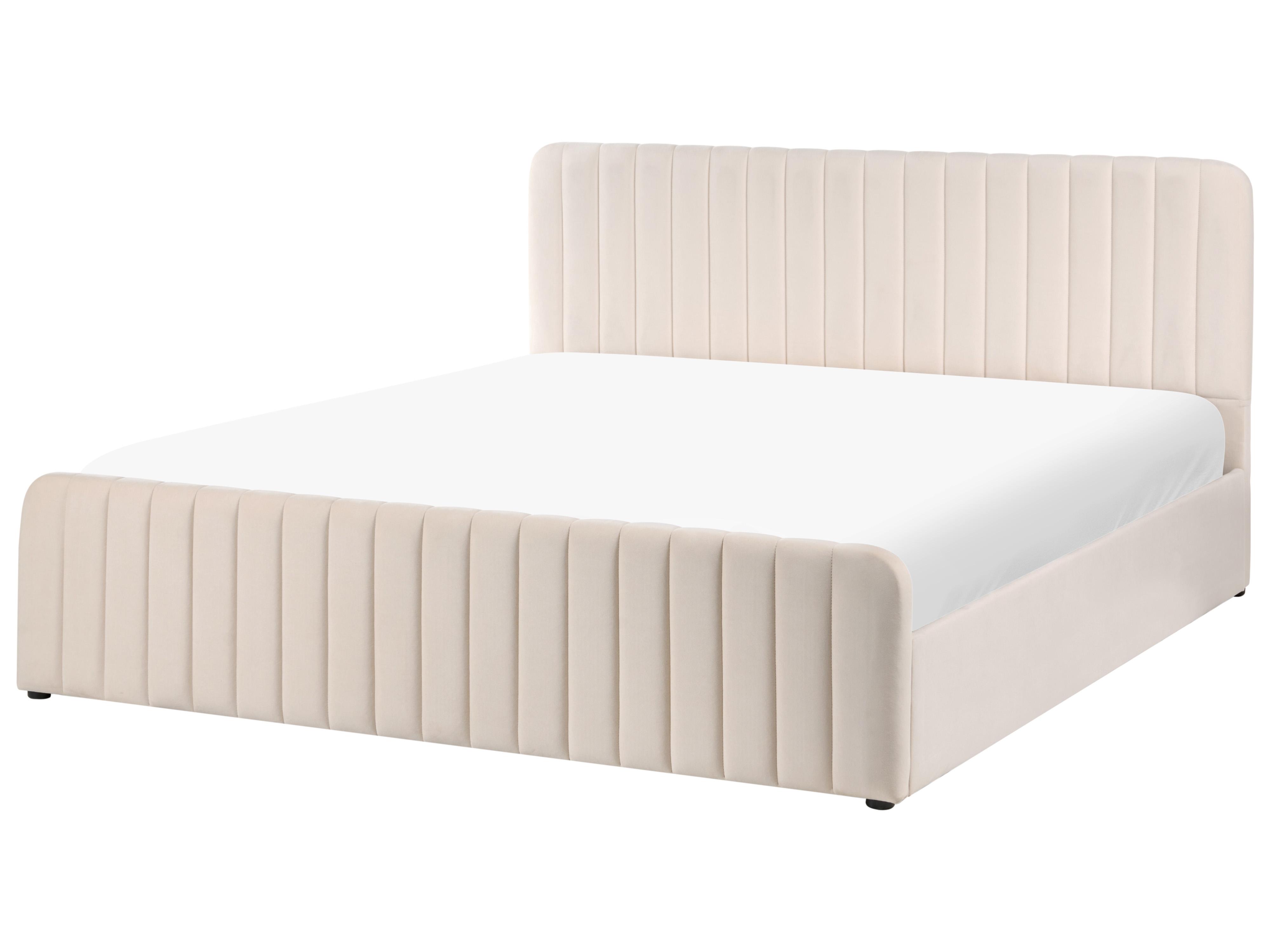 Bed met opbergruimte Fluweel LUNAN 180 x 200 cm Beige
