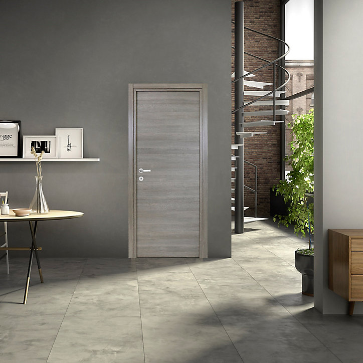 Bloc-porte Summa gris clair H.204 x l.63 cm, poussant droit