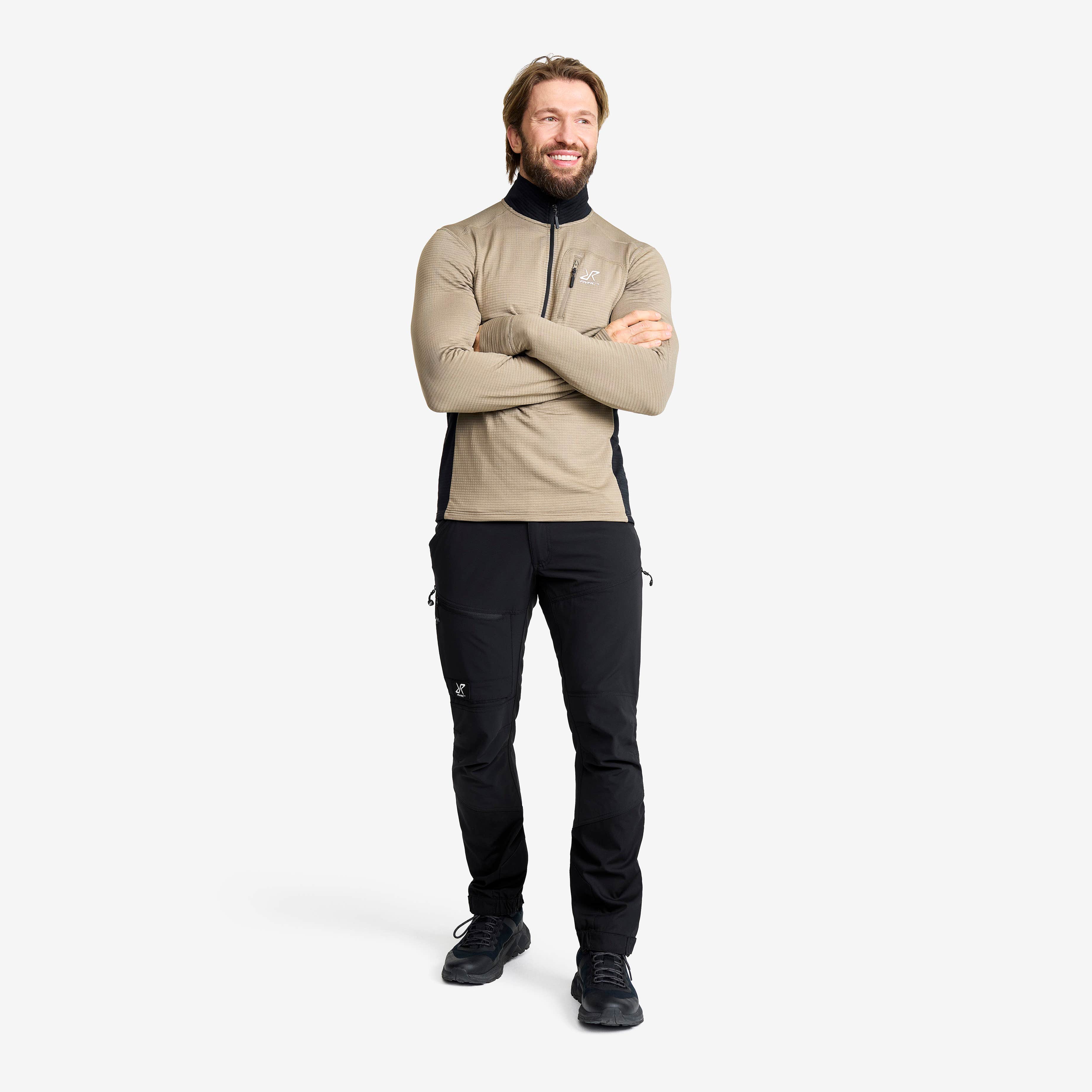 Waffle Half-zip Fleece Herre Brindle