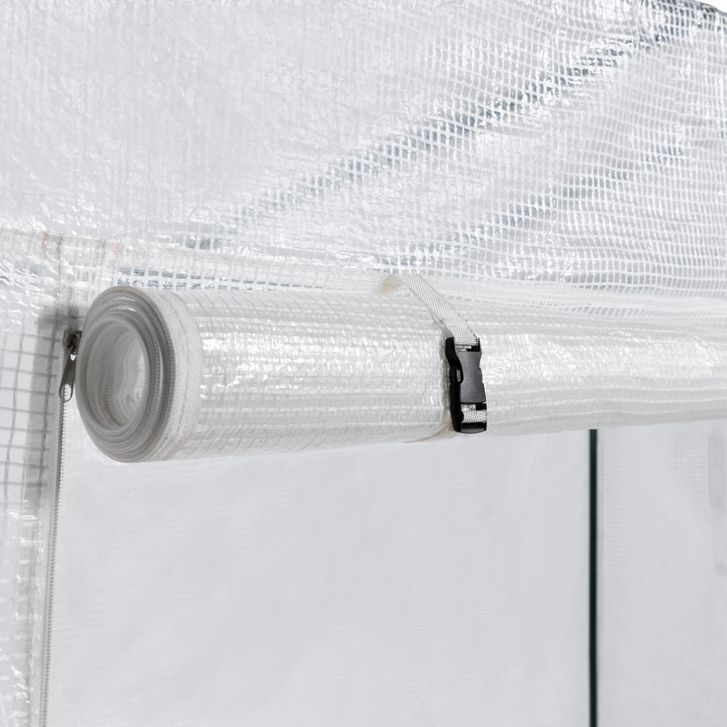 Serre de jardin blanche toutes saisons avec fenêtre et porte zippée