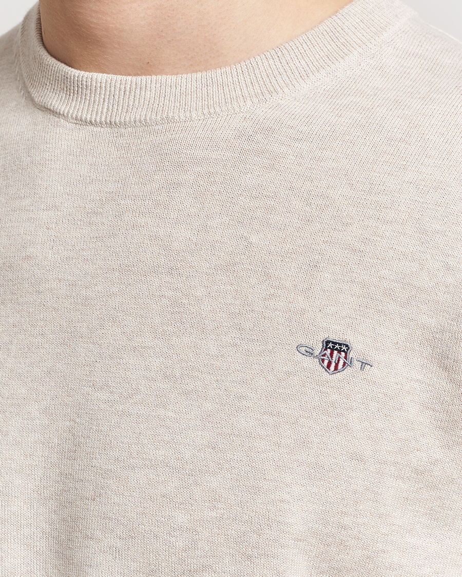 GANT Classic Cotton Crew Neck Light Beige Melange