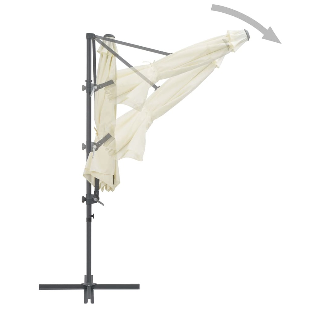 Parasol meuble de jardin en porte-à-faux avec mât en acier 300 cm sable