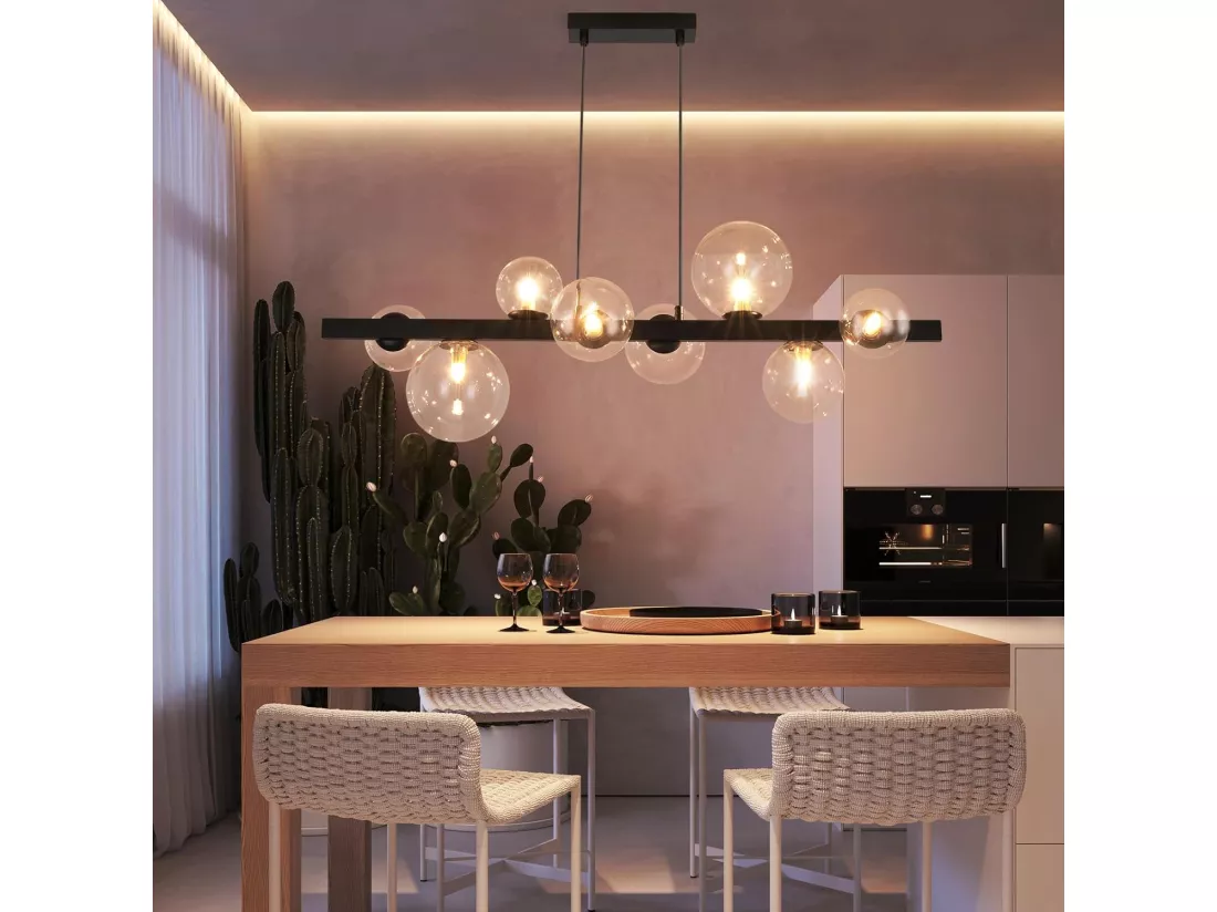 NETTLIFE Suspension table à manger lampe suspendue salon suspendu G9 suspension 8 ampoules verre moderne