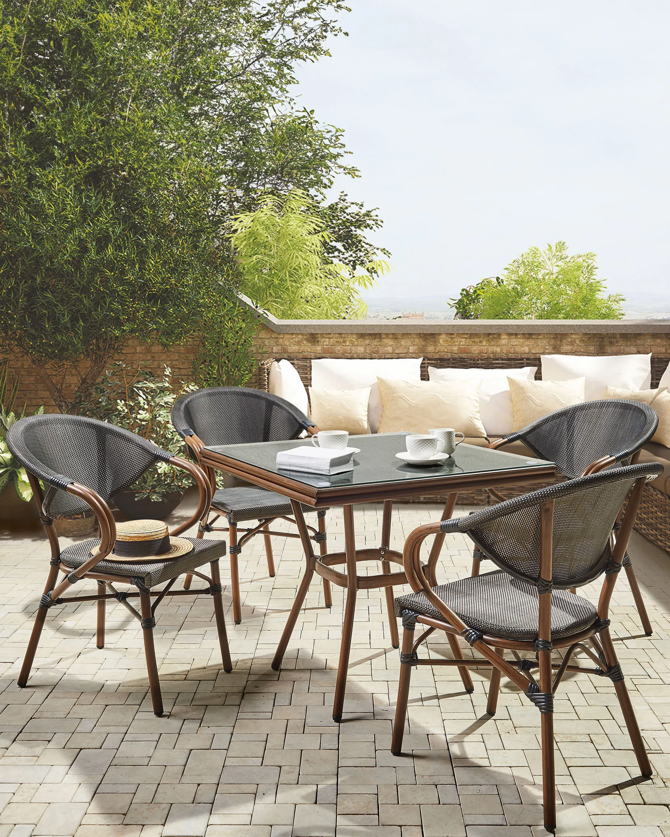 Set van 4 tuinstoelen CASPRI Metaal Grijs
