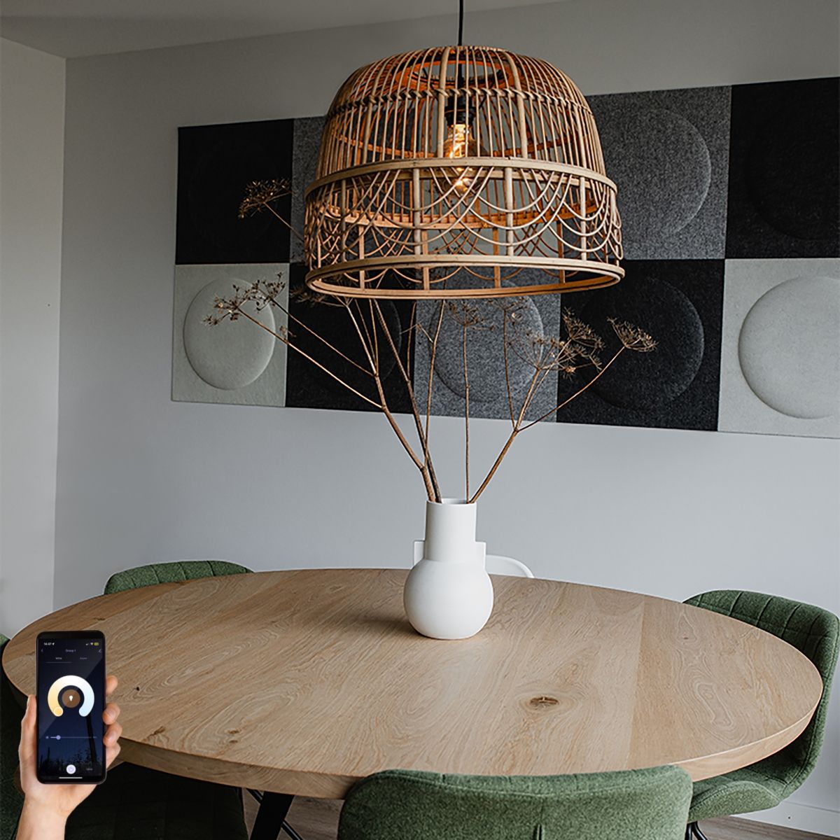Smart hanglamp rotan 49 cm incl. Wifi G95 - Michelle
