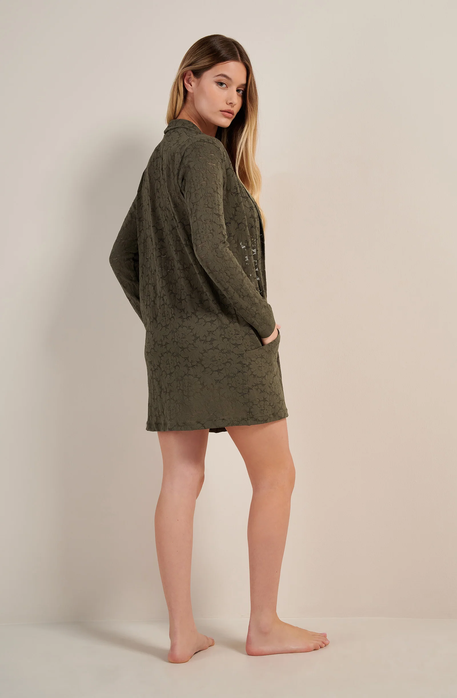 vaea Gilet manches longues en dentelle lichen Lichen