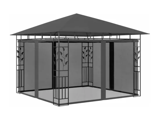 Belvédère avec moustiquaire 3x3x2,73 m Anthracite 180 g/m²