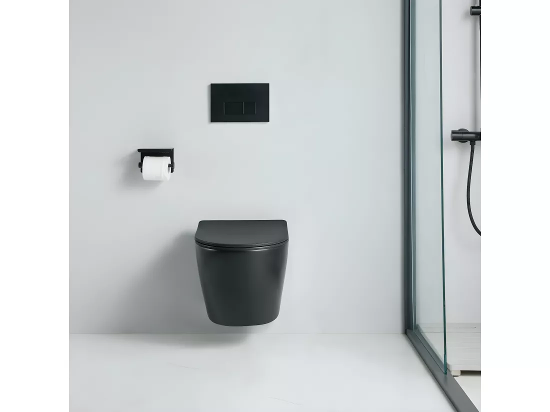 Cuvette WC suspendu CARCEO noir mat - sans bride et avec frein de chute