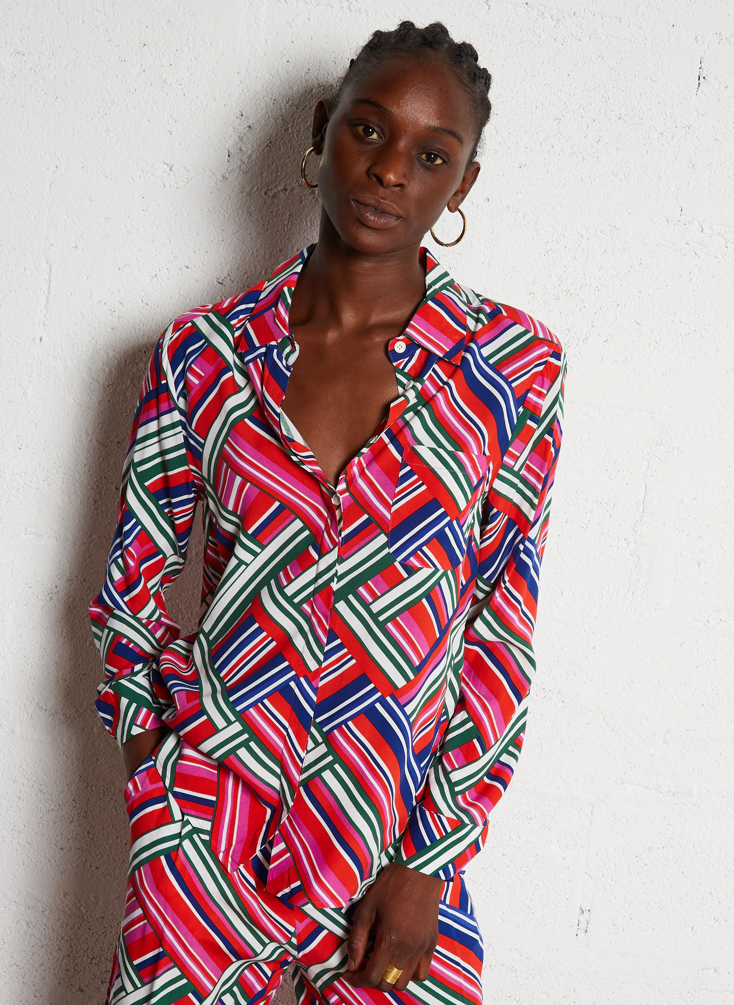 CARLI - Chemise col classique droite imprimée | Multicolore