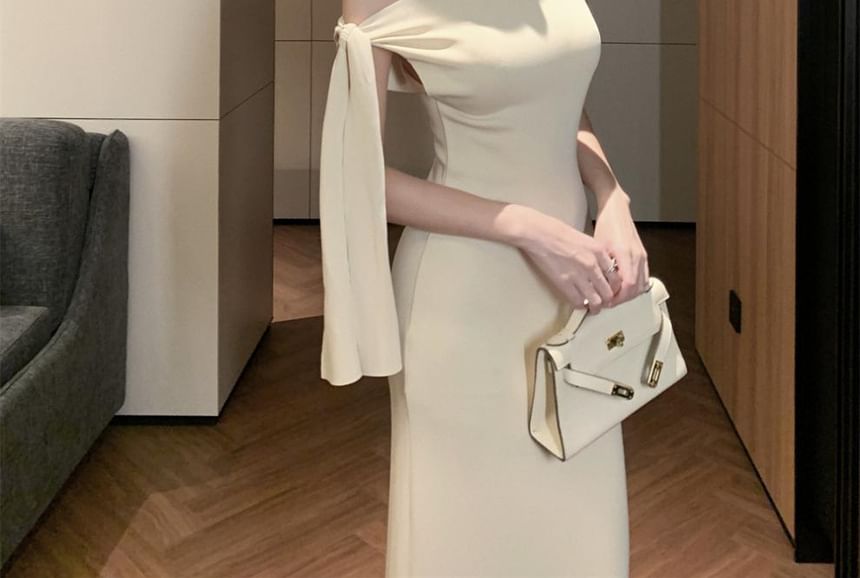 Aurora - Off Shoulder Effen Schede Avondjurk