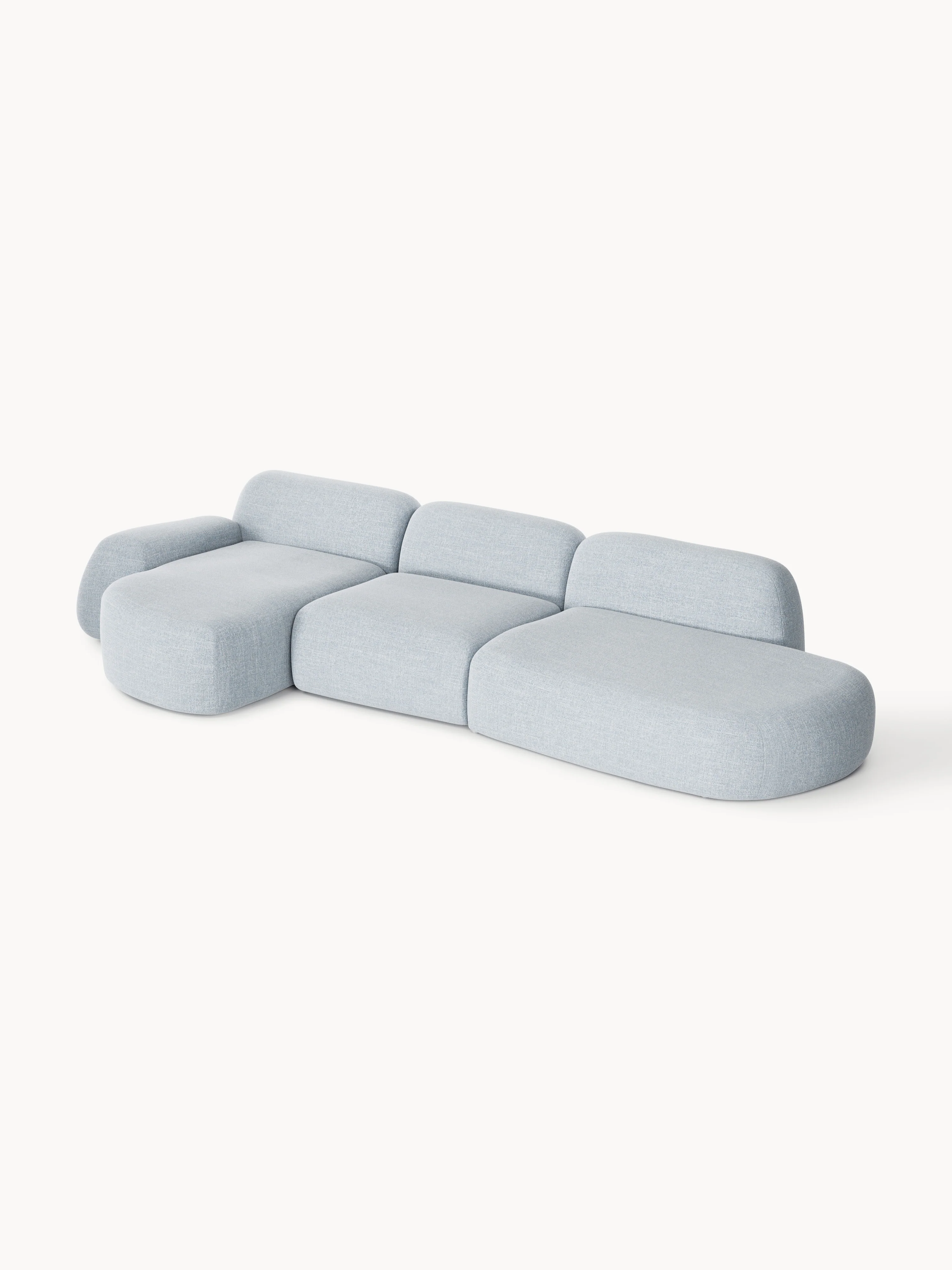 Modulaire bouclé hoekbank Wolke (4-zits) met chaise longue