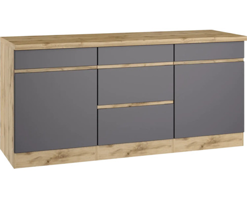 Held Furniture onderkast met lade en draaideur PISA BxDxH 180x60x86 cm grijs mat gedemonteerd scharnier omkeerbaar (links of rechts te monteren)