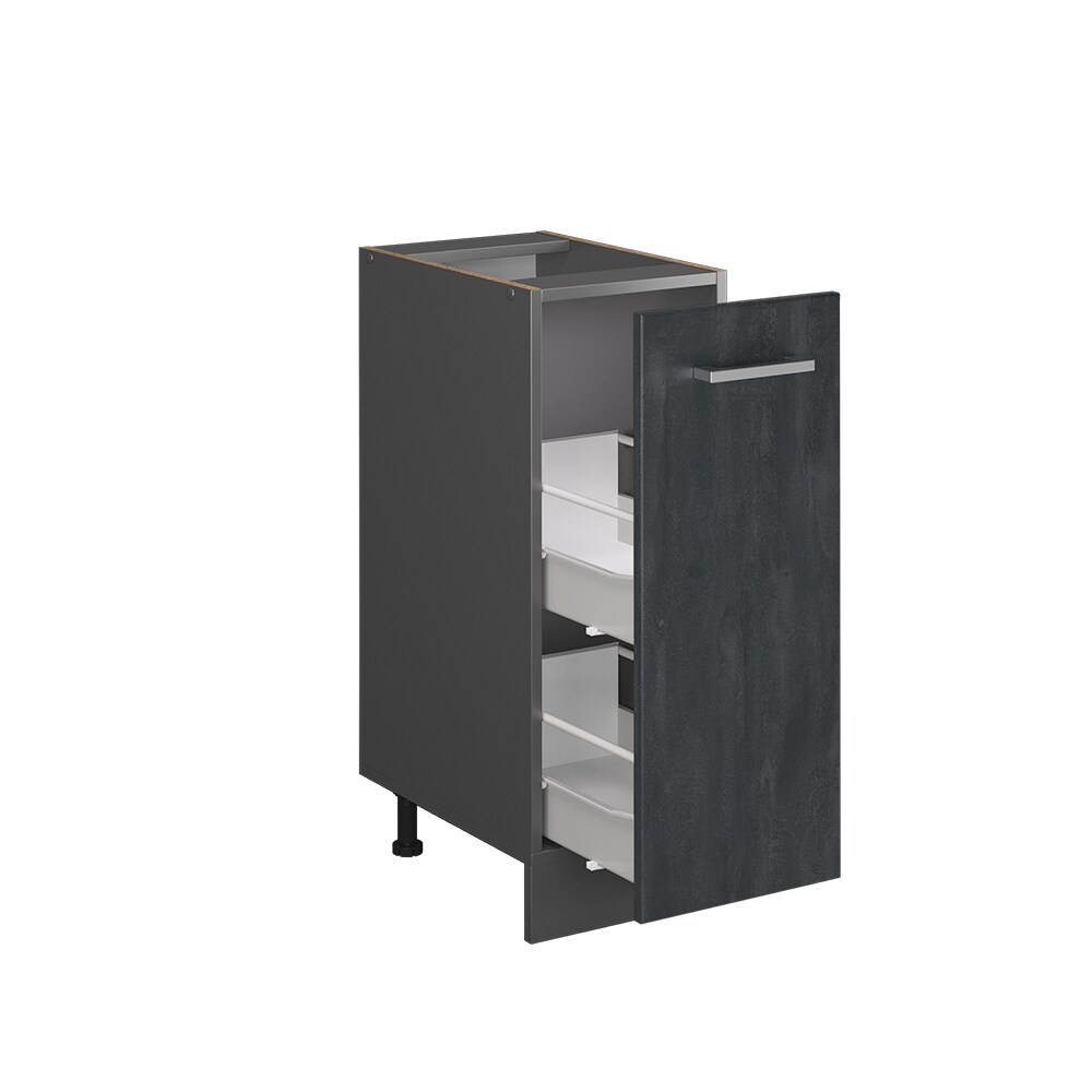 Vicco Apothekerunterschrank R-Line Schwarz Beton Anthrazit 30 cm mit Arbeitsplatte Eiche