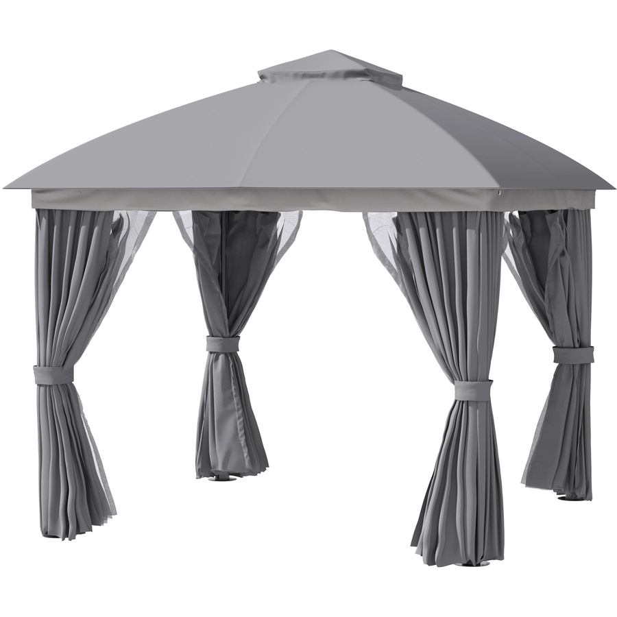 Outsunny Pavillon mit Doppeldach grau