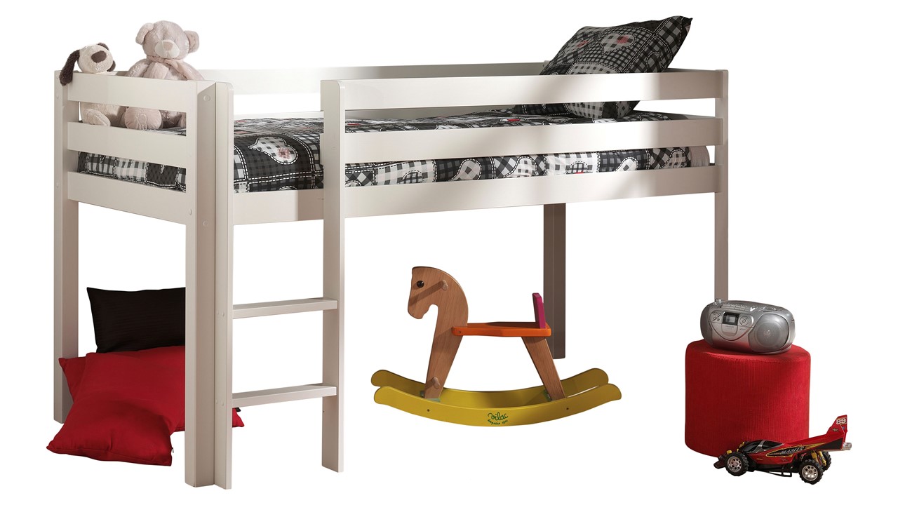 Halfhoogslaper Pino met Bureau en boekenkast wit