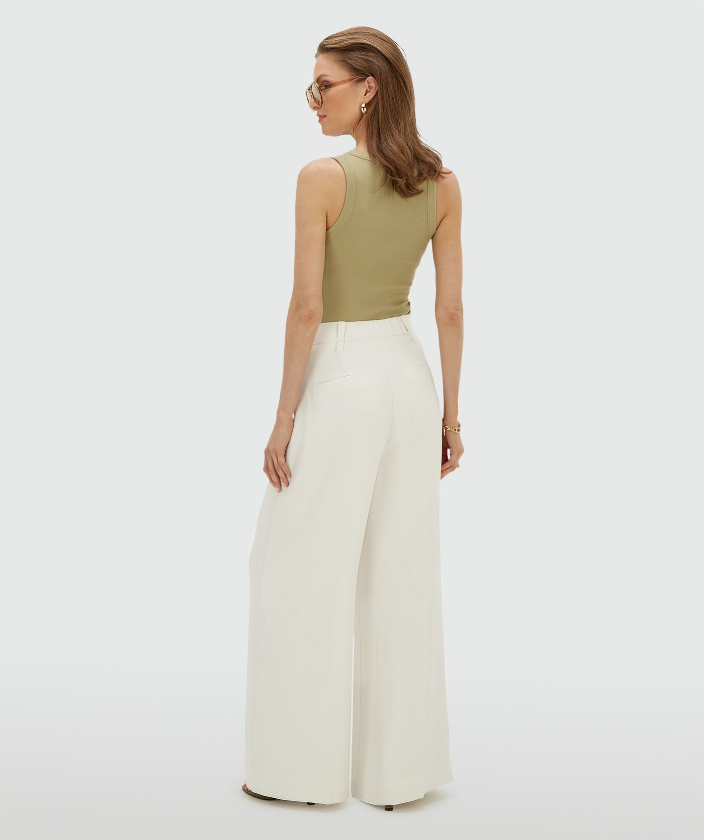 JV-ESSA high waisted wide leg pantalon - off white