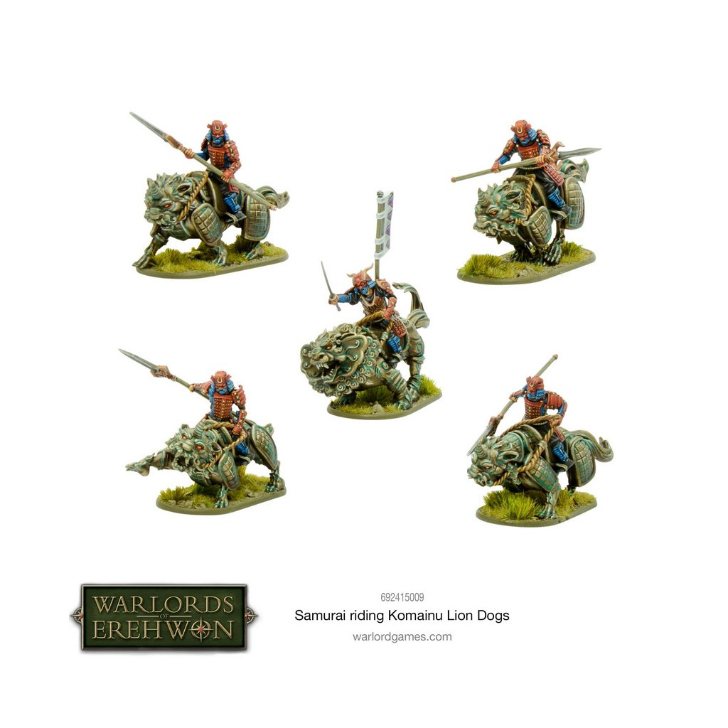 Warlords of Erehwon: Samurai Riding Komainu Lion Dogs