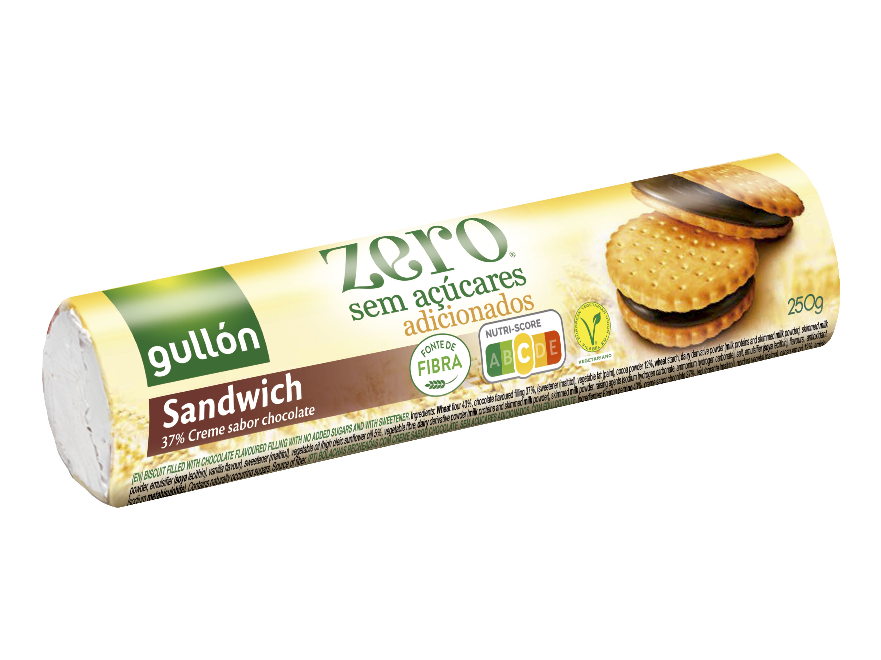 BOLACHA GULLON ZERO SEM AÇUCAR RECHEADA CREME DE CHOCOLATE 250G