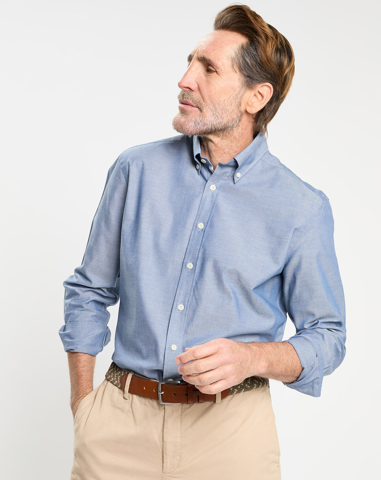 Hackett London Chemise Slim Fit effet denim bleue