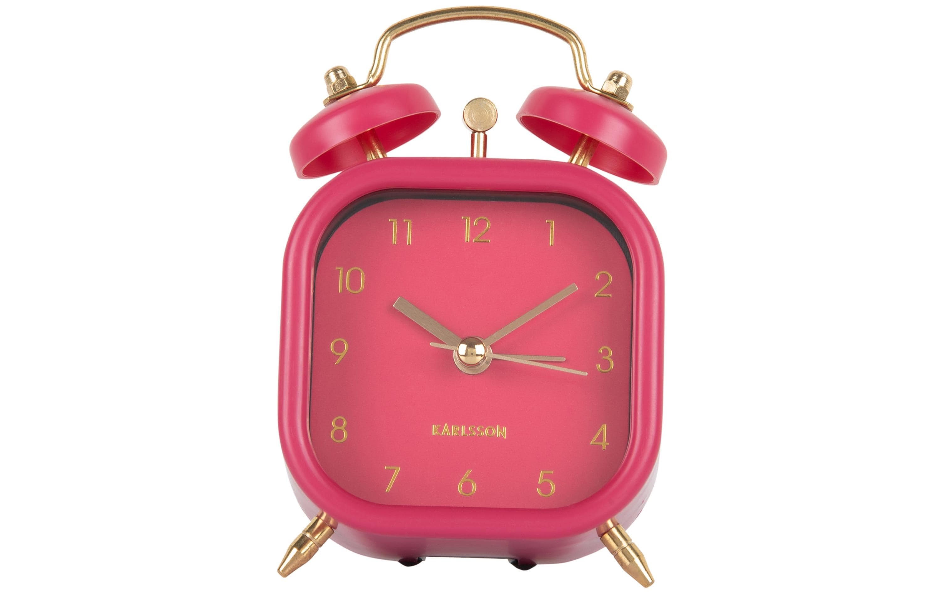 Klassischer Wecker Metallic Glam square Dark pinkWecker mit Doppelglocke