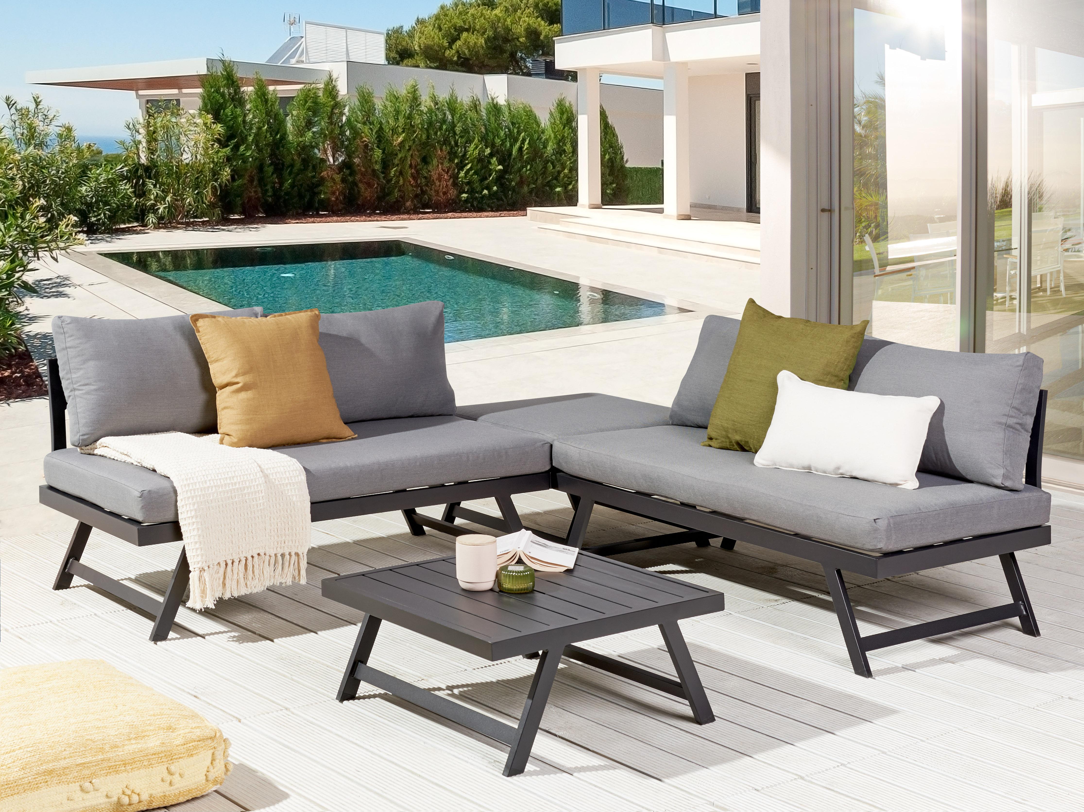 Tuin hoekloungeset met tafel 5-zits COCCORINO Metaal Grijs