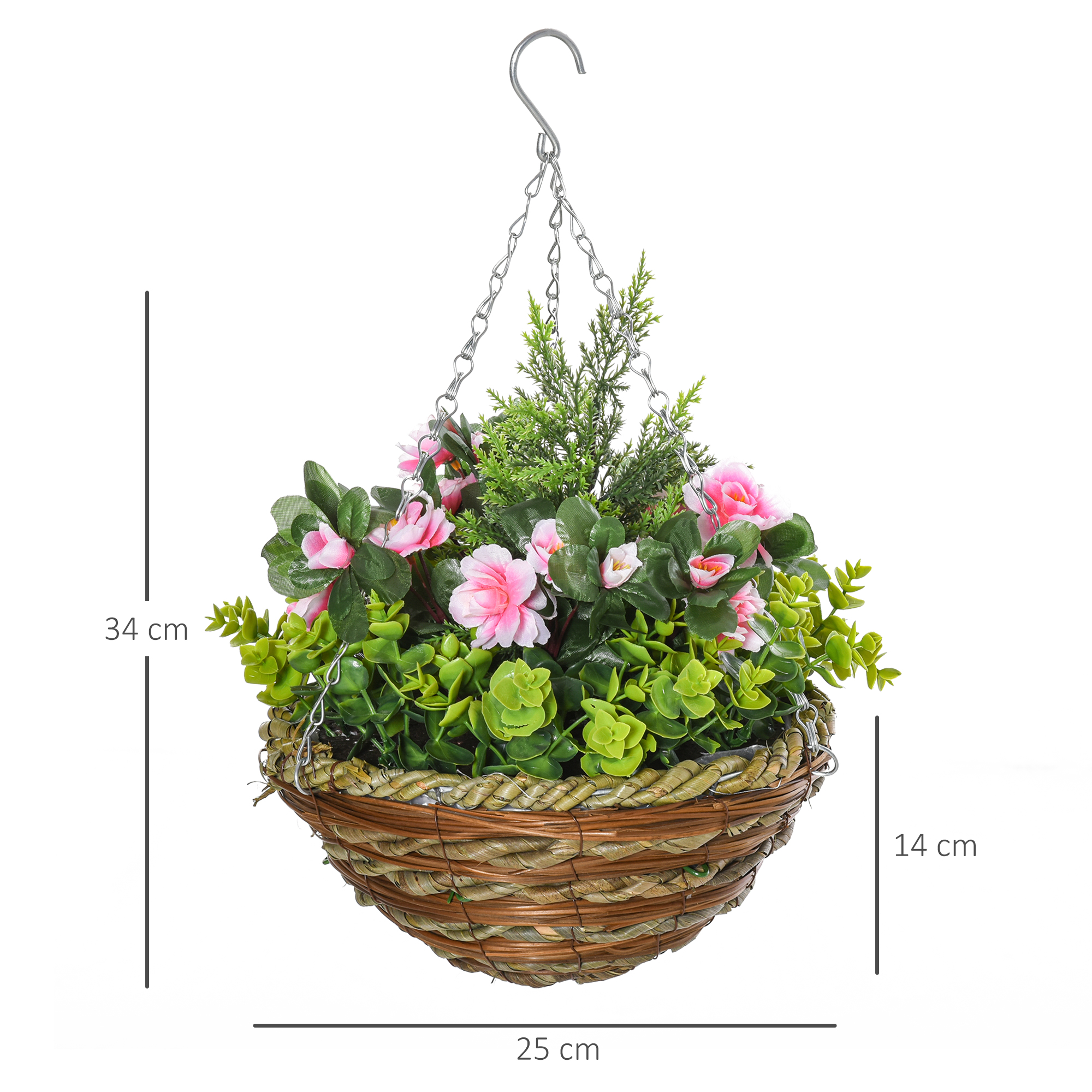 Planta artificial rosa e verde da Outsunny
