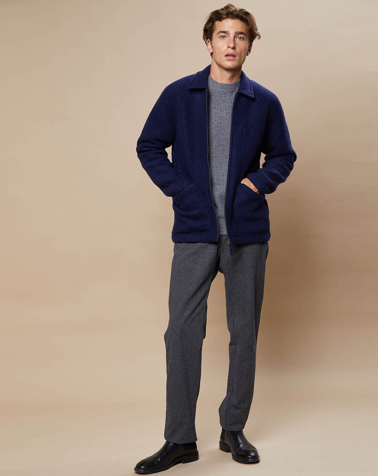 Hartford Pantalon chino Tobby micro motifs gris