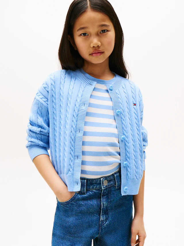 Tommy Hilfiger Strickjacke »CABLE CARDIGAN«, für Kinder bis 16 Jahre, mit Zopfmuster