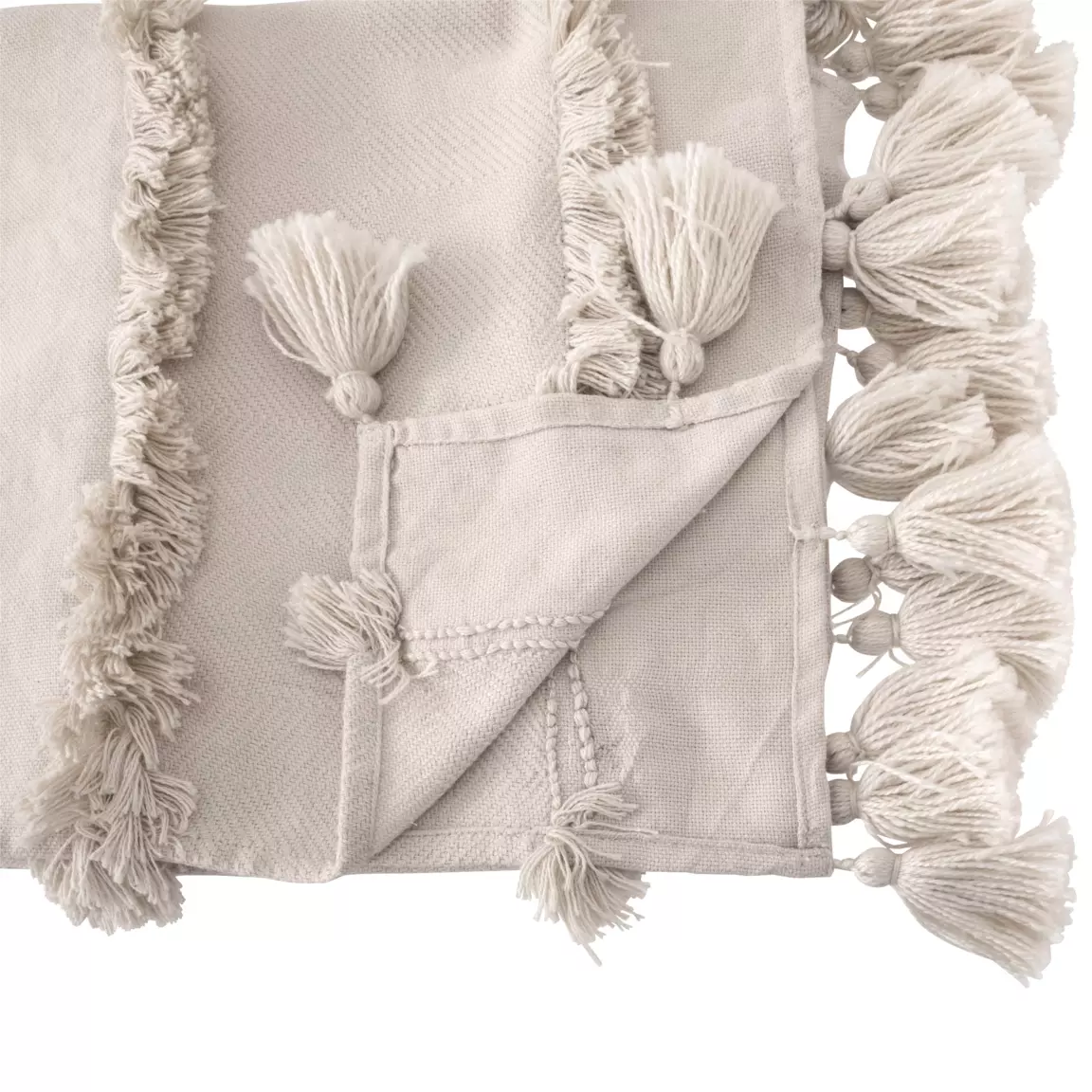 Jeté de lit polyester recyclé (130 x 180 cm) Row Ecru