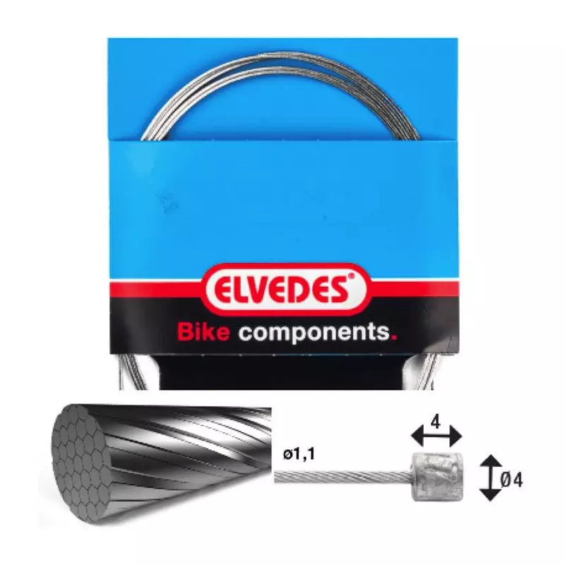 ELVEDES Cable de transmission 2 250mm 7x7 fils Stainless Slick diamètre 1,1mm tete N diamètre 4,5x4,5