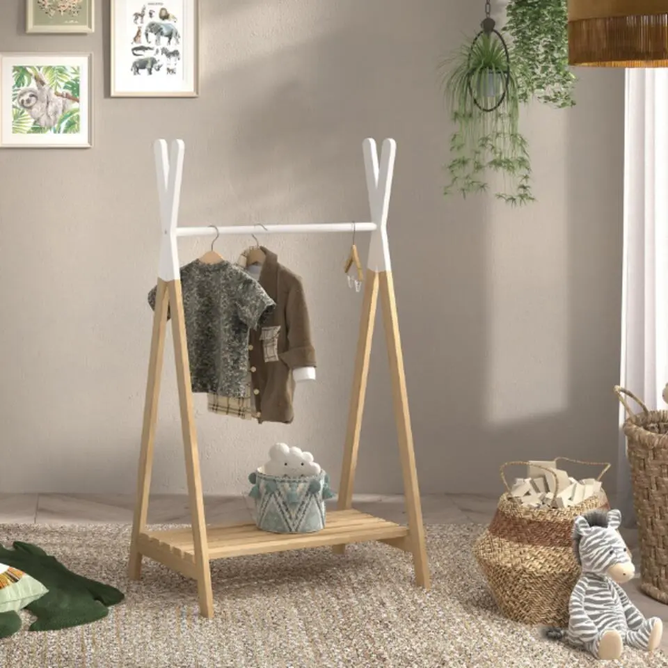 Kledingrek voor kinderen Kiddy - grenen/wit