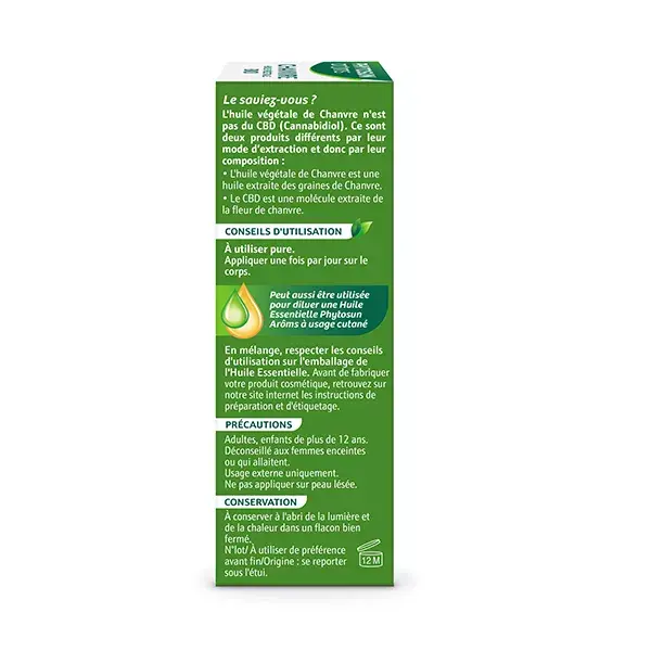 Óleo Vegetal de Cânhamo Orgânico Phytosun Arôms para o Corpo 100% Puro e Virgem 50ml