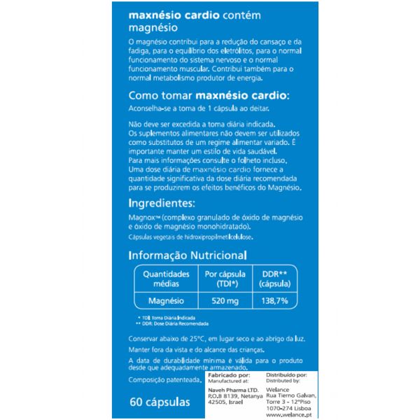 Welance Maxnésio Cardio 60 Cápsulas