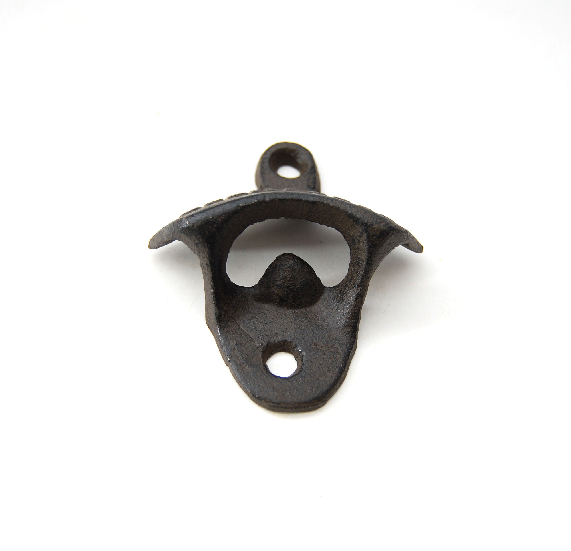 Flaschenöffner 'Open Here', zur Wandfixierung, aus Gusseisen, B 6,5 cm, H 7,5 cm zu 4,00