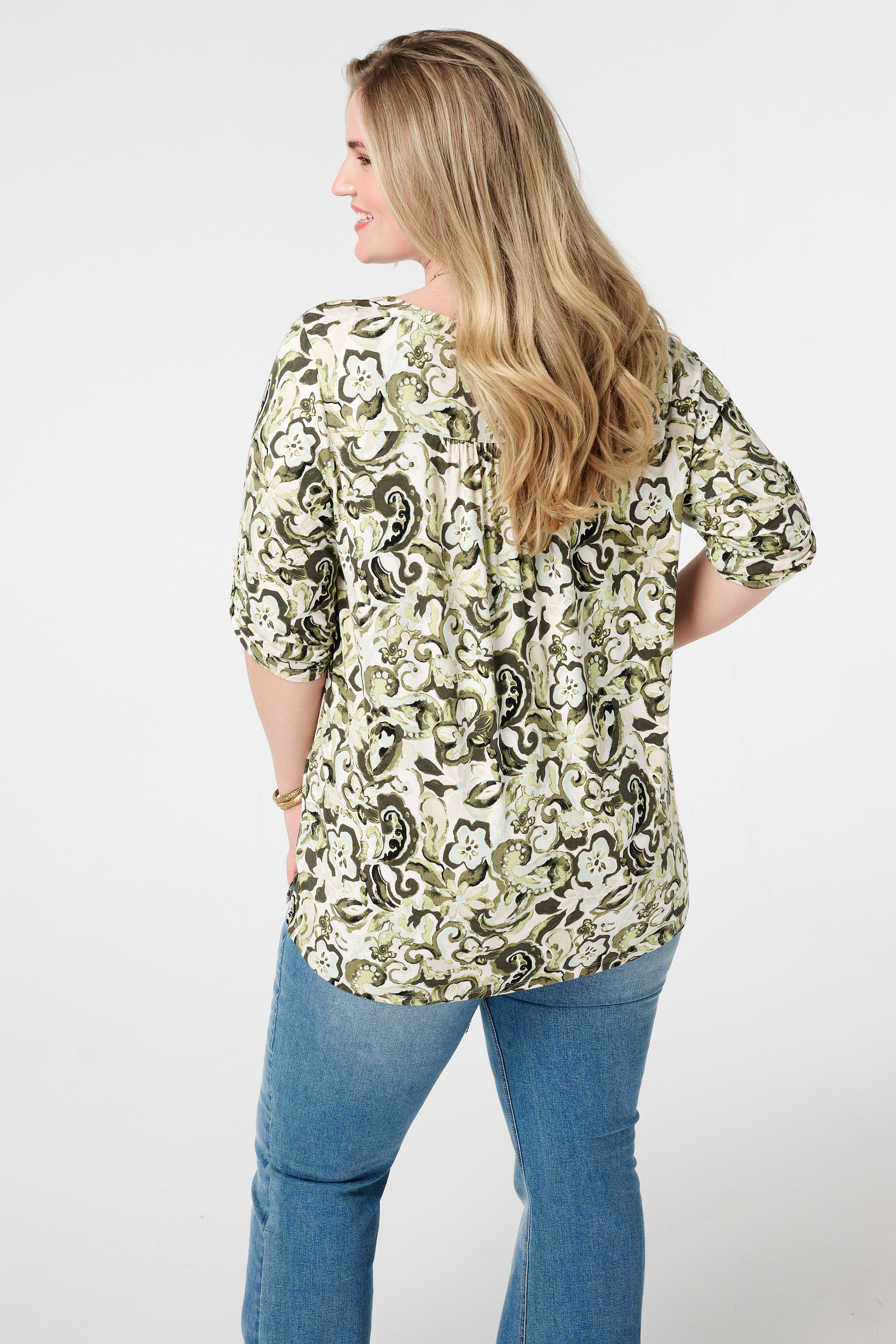 Top met print Multi Khaki