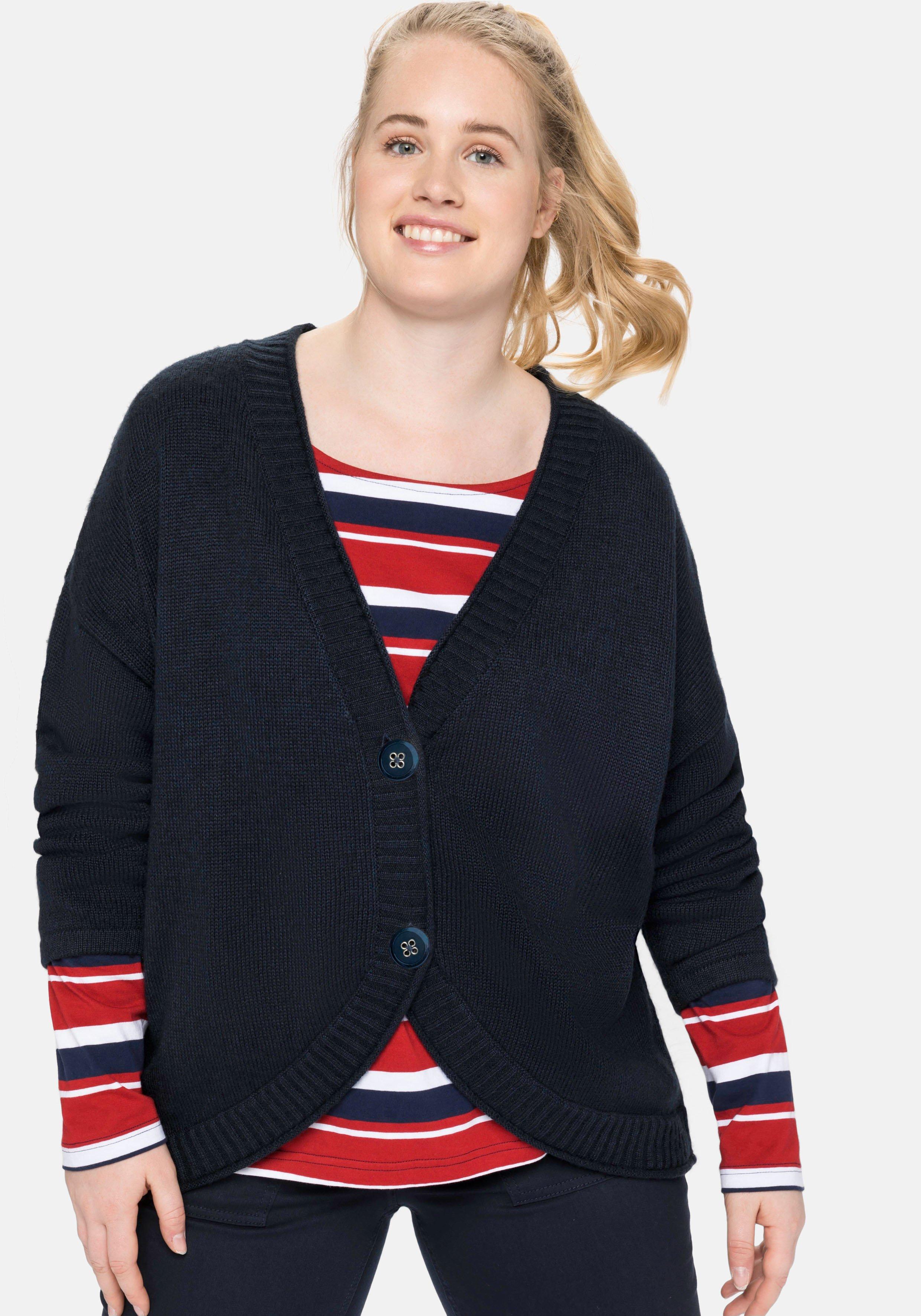 Strickjacke mit V-Ausschnitt, in kurzer Form