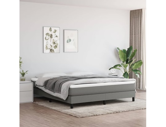 VIDAXL - Sommier 180 x 200 Sommier à ressorts de lit gris foncé 180x200 cm tissu