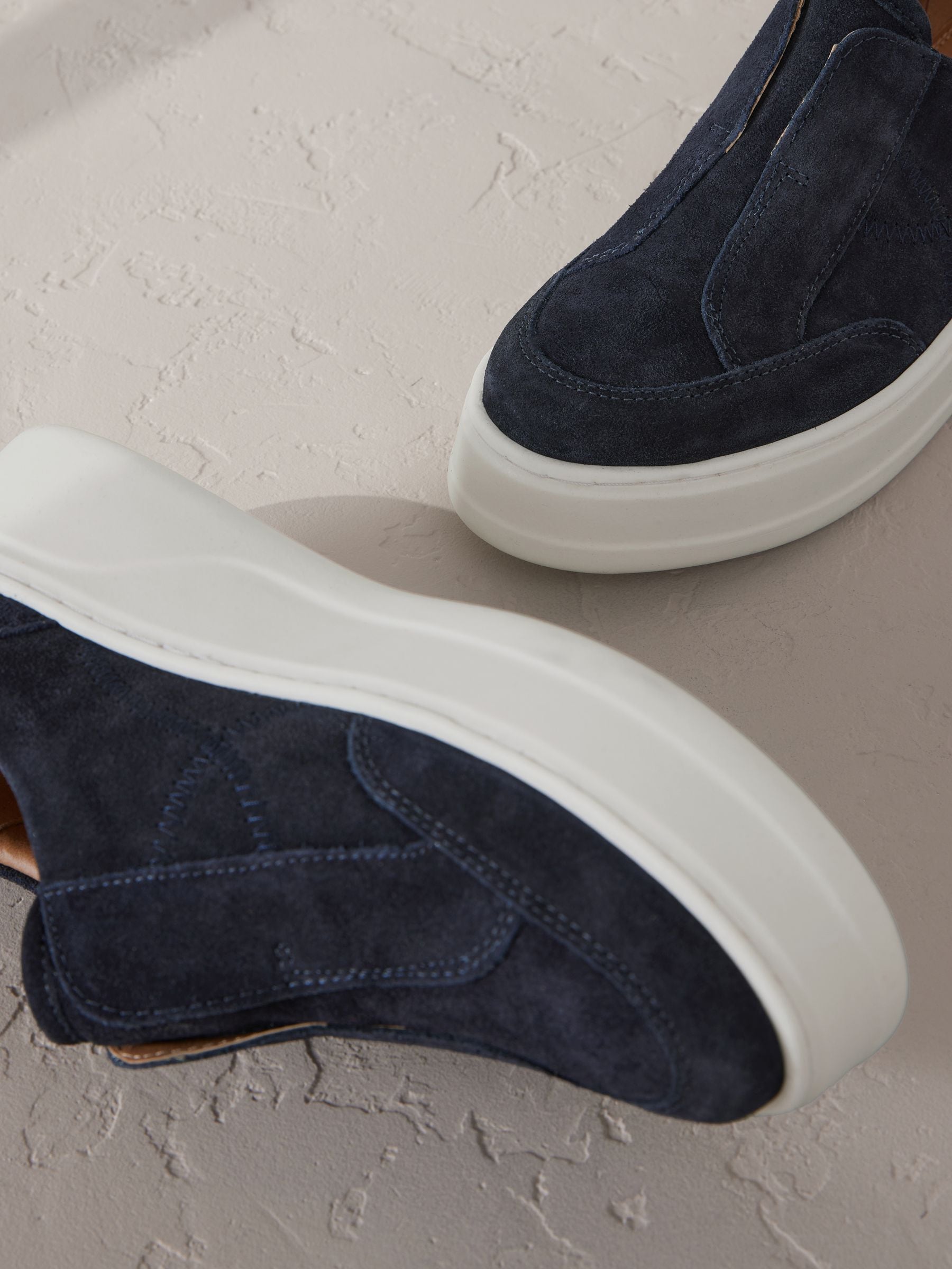 Marineblauw - Signature leren instapsneakers met dikke zool en plateauzool