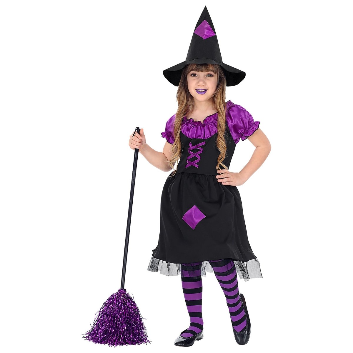 Halloween Kostuum Zwart Paars Meisje Heks