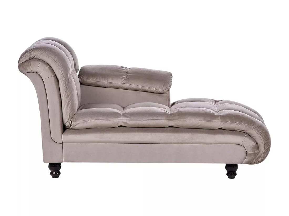 Chaise longue en tissu taupe LORMONT