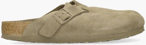 Birkenstock Suede Leather Boston Platte Schoenen Green