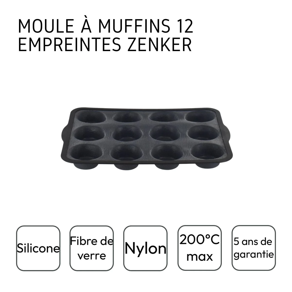 Moule 12 muffins Silicone fibre de verre Zenker