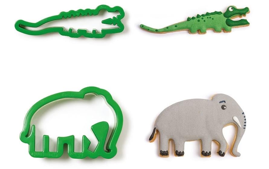 Guetzli-Ausstecher-Set Mini 2 Stück, Krokodil und ElefantAusstechformen-Set