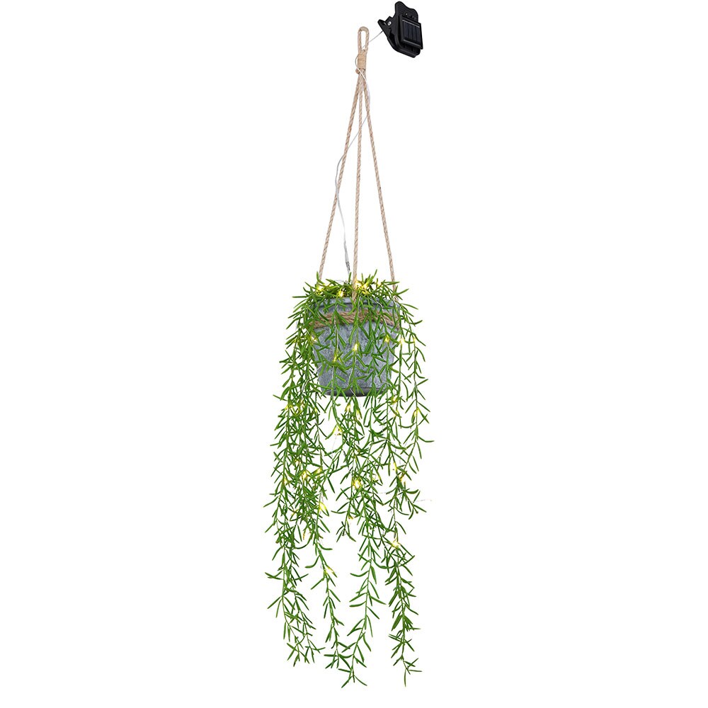 LED Solarleuchte, Kunstpflanze, Hanfseil, grün, H 90 cm