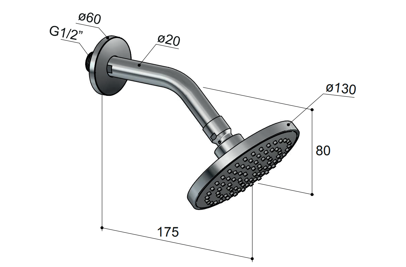Hotbath Mate M385 13cm hoofddouche met wandarm chroom