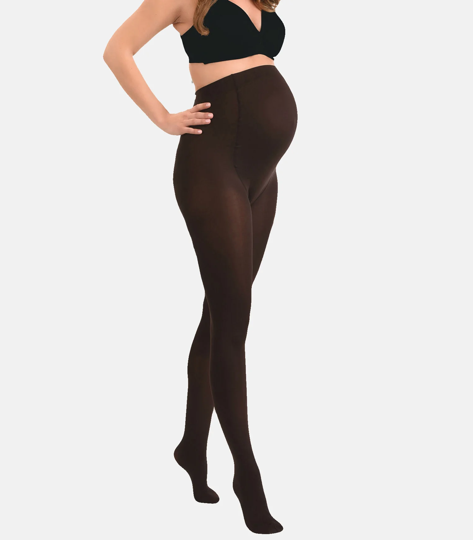 Collants de grossesse opaques confortables 60den | Marron