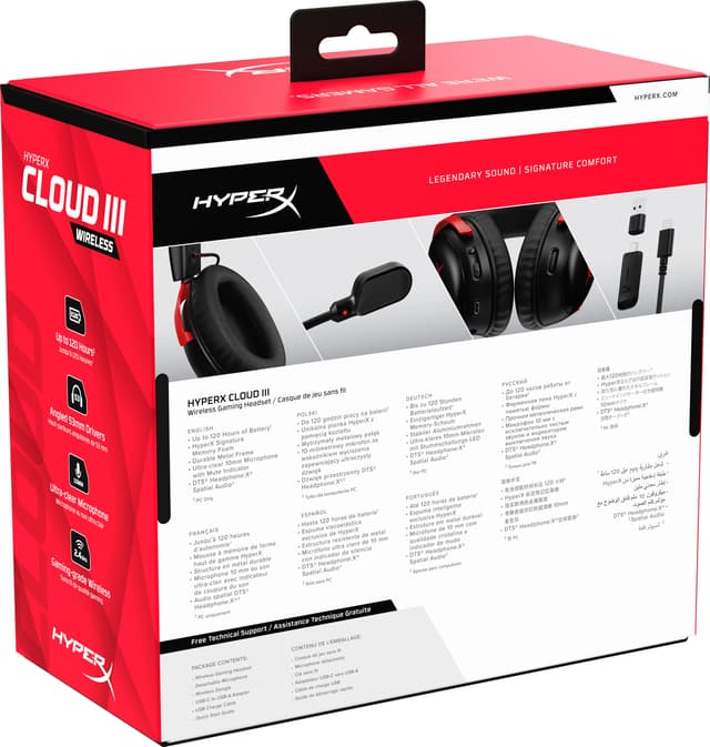 HyperX Cloud III Trådløse gaming høretelefoner (sort/rød)