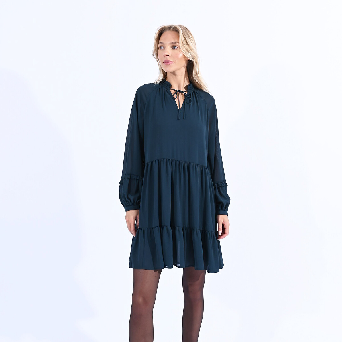MOLLY BRACKEN<br>Vestido com mangas compridas e decote com laço